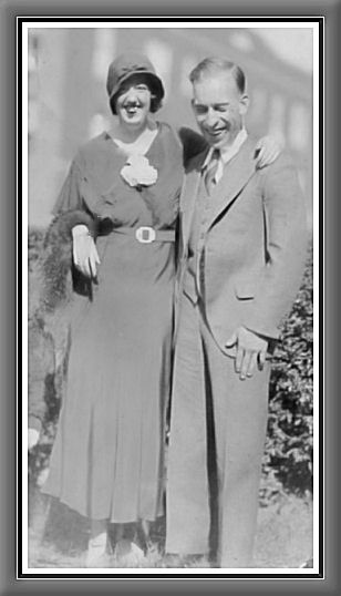 Nanny and Grandpa on their wedding day, September 1933 — restored photo