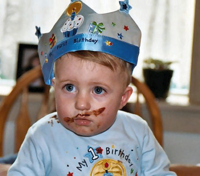 Sean's first birthday with Elmo cake