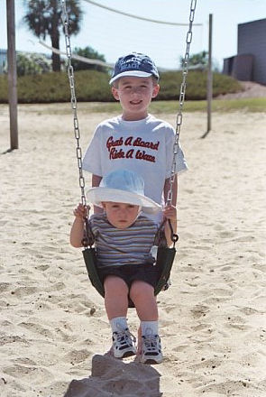 Sean and Jack swinging